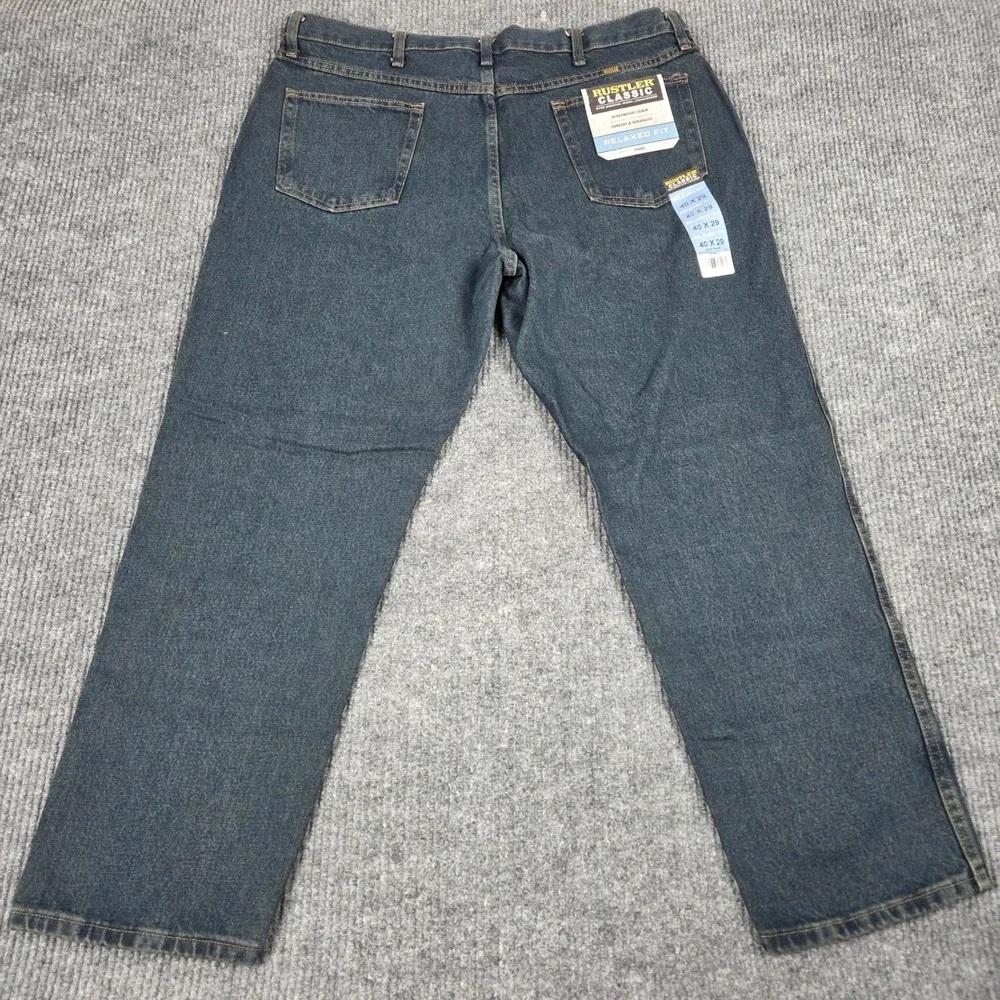 Rustler Classic Mens Relaxed‎ Fit Straight Leg Jeans Dark Wash 40x29 1087634TD